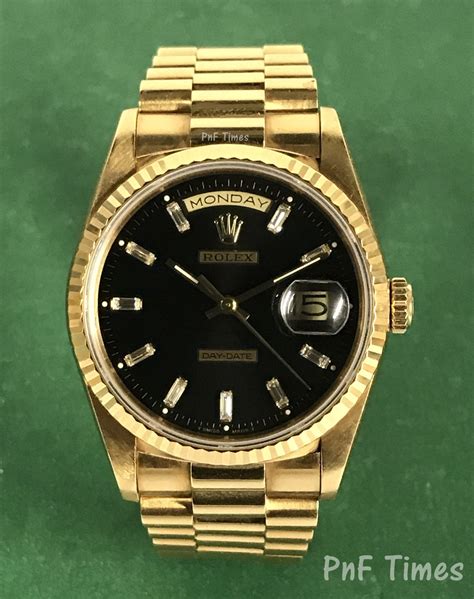 rolex 18238 black dial|rolex day date onyx dial.